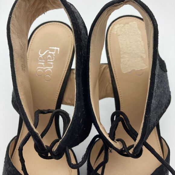 Franco Sarto Amoretta Dark Coal Wool Ankle Tie Heels Size 10M - Picture 11 of 12